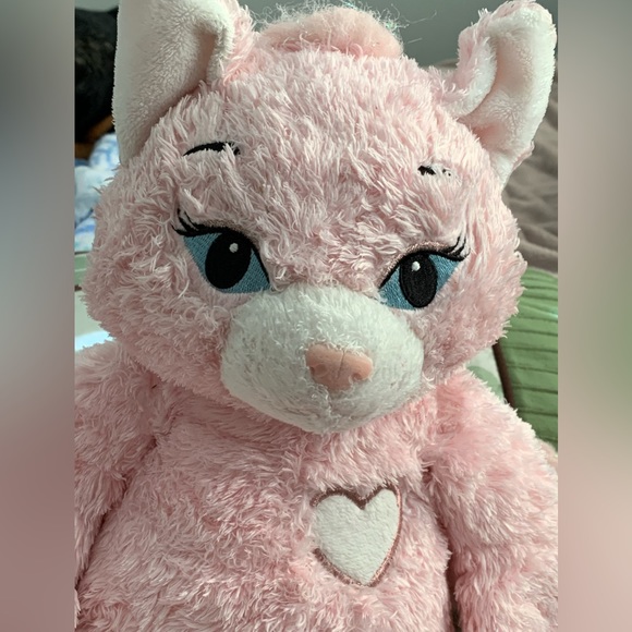 Build A Bear Sassy Kitty Cat Plush *MEOWS* Pink Stuffed Animal BABW 18" Heart - Picture 3 of 10